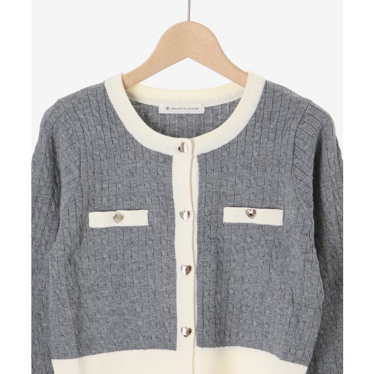 バイカラーケーブルニットカーデ | MAJESTIC LEGON  | 詳細画像37 