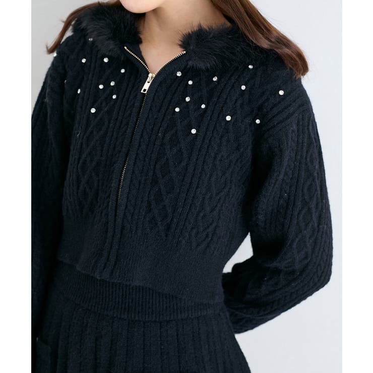 ブラック | キラキラフード付きニットパーカー | MAJESTIC LEGON 