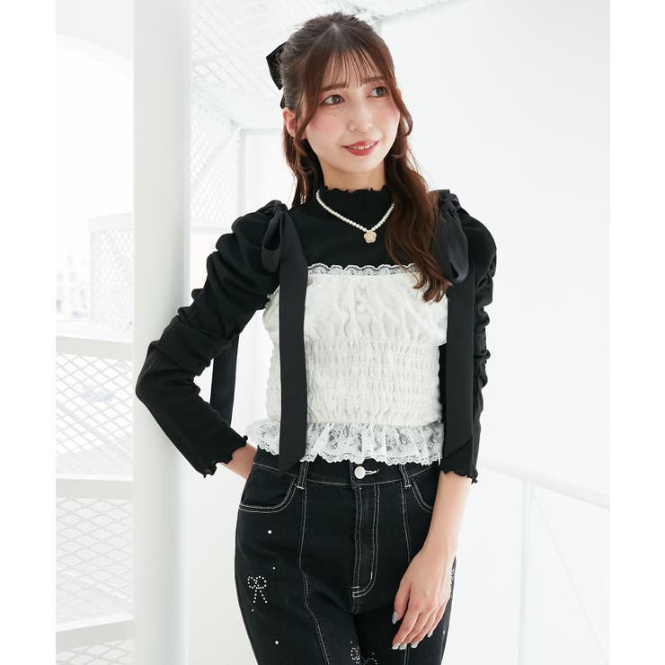 サンローラン リボンビスチェ ブラック・ホワイト LVEU.（ラブユ.）の「【LVEU.】バックリボンビスチェ / ビスチェ