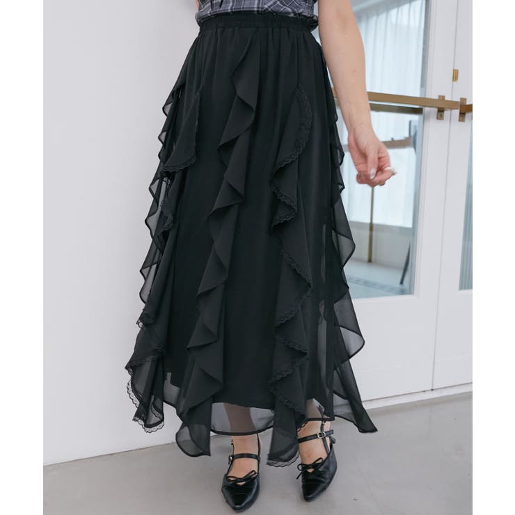 ブラック | エアリードロップラッフルスカート | MAJESTIC LEGON 