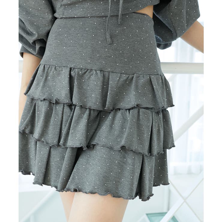 Ｃ／グレー | ラインストーンティアードスカパン | MAJESTIC LEGON 