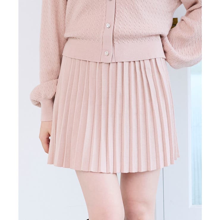 ピンク | ニットプリーツミニスカート | MAJESTIC LEGON 