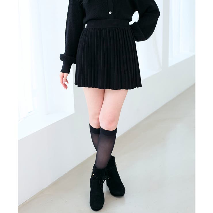 ブラック | ニットプリーツミニスカート | MAJESTIC LEGON 