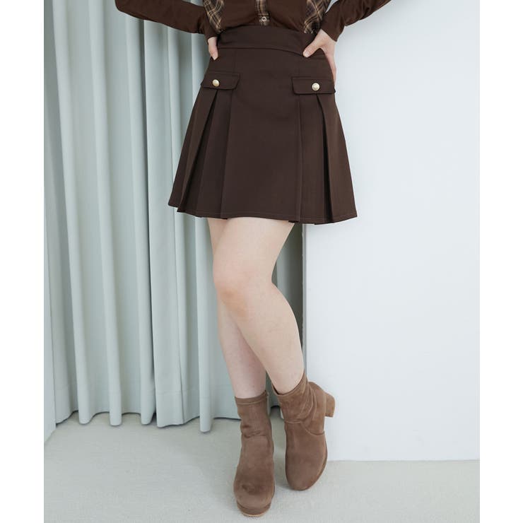 ゴールドボタンプリーツミニスカパン | MAJESTIC LEGON  | 詳細画像1 