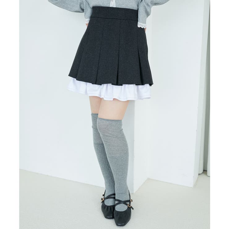 グレー | 配色フリルプリーツスカート | MAJESTIC LEGON 