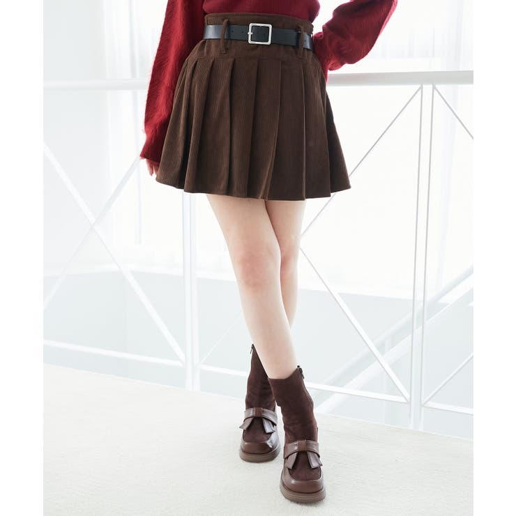 ブラウン | ベルトセットプリーツミニスカパン | MAJESTIC LEGON 