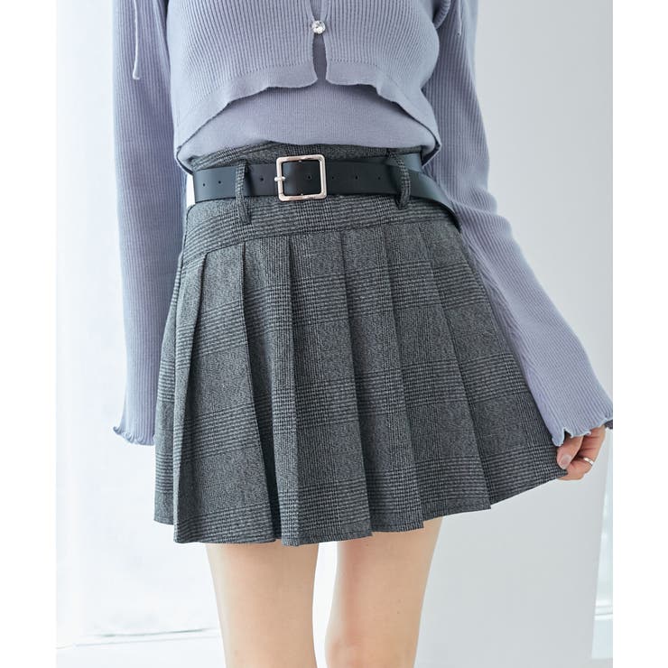 グレー柄 | ベルトセットプリーツミニスカパン | MAJESTIC LEGON 