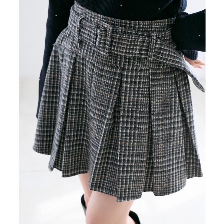 グレー柄 | ベルト付きプリーツミニスカパン | MAJESTIC LEGON 