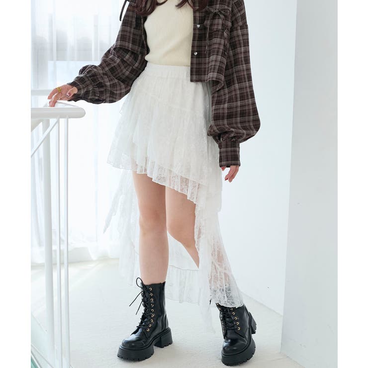 アイボリー | アシメレースミニスカパン | MAJESTIC LEGON 