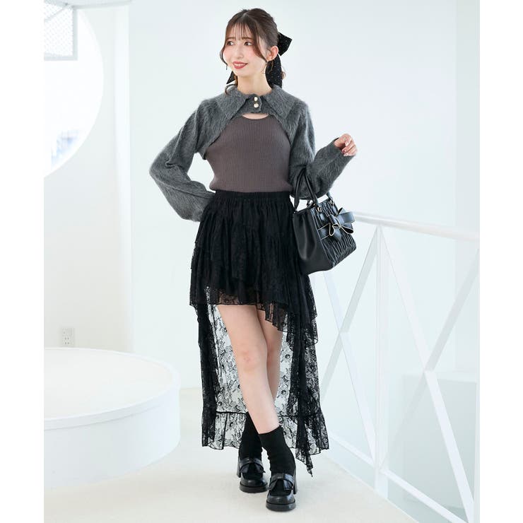 ブラック | アシメレースミニスカパン | MAJESTIC LEGON 