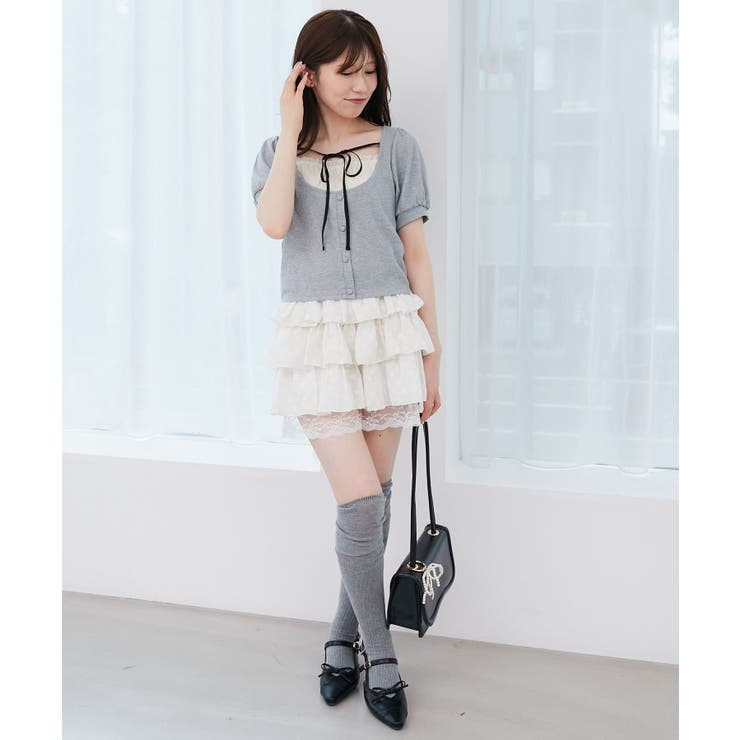 ウエストリブ裾レースフリルミニスカート | MAJESTIC LEGON  | 詳細画像14 