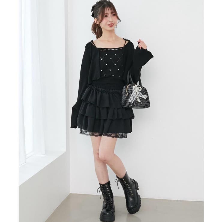 ウエストリブ裾レースフリルミニスカート | MAJESTIC LEGON  | 詳細画像2 