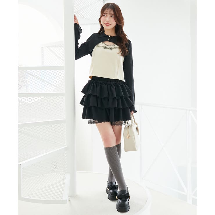 ウエストリブ裾レースフリルミニスカート | MAJESTIC LEGON  | 詳細画像5 