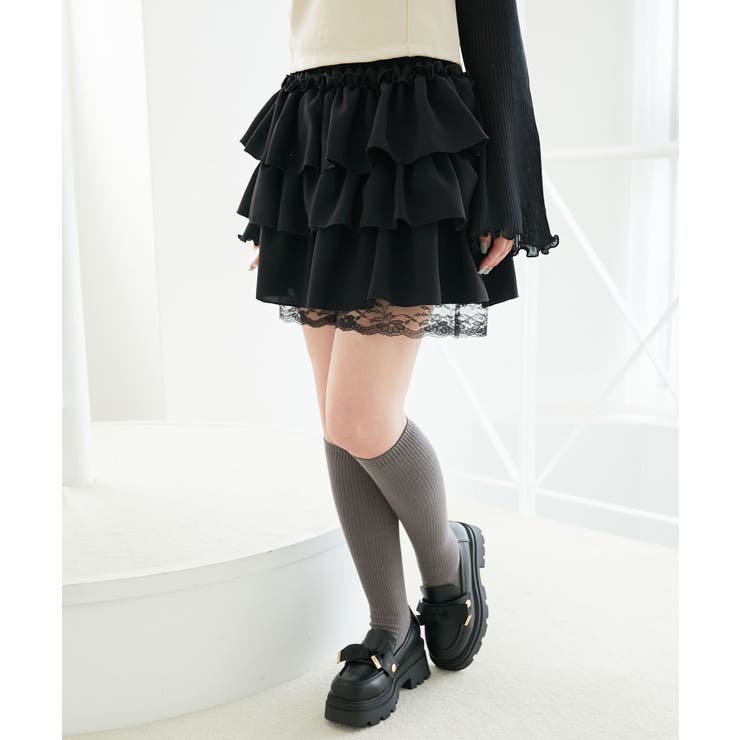 ウエストリブ裾レースフリルミニスカート | MAJESTIC LEGON  | 詳細画像9 