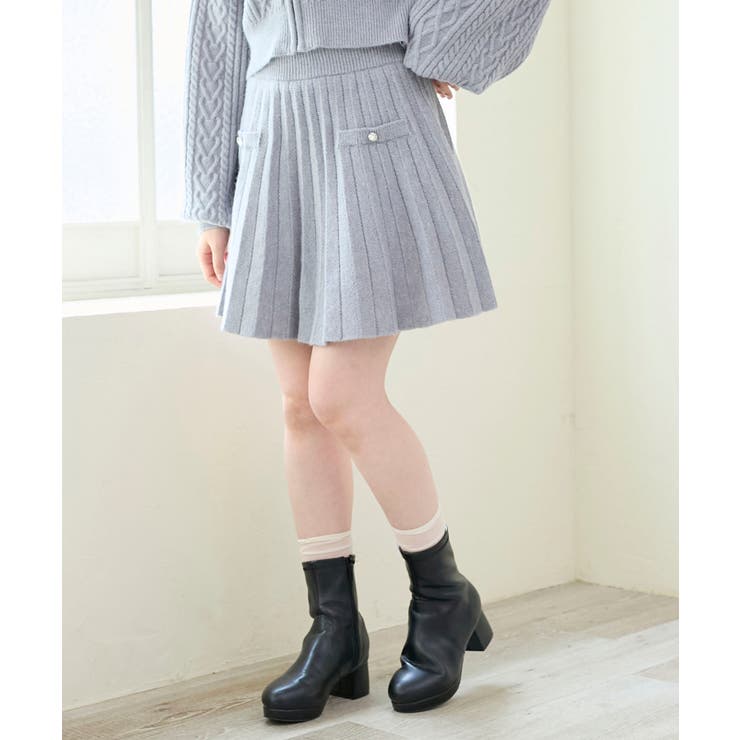 グレー | キラキラボタンプリーツニットスカート | MAJESTIC LEGON 