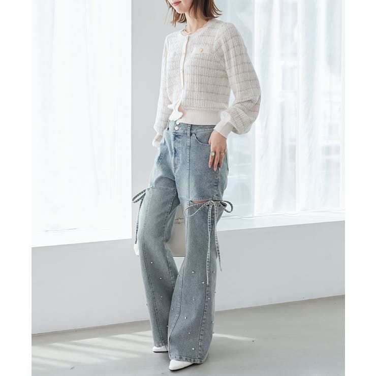 スリットビジューフレアデニムパンツ | MAJESTIC LEGON  | 詳細画像11 