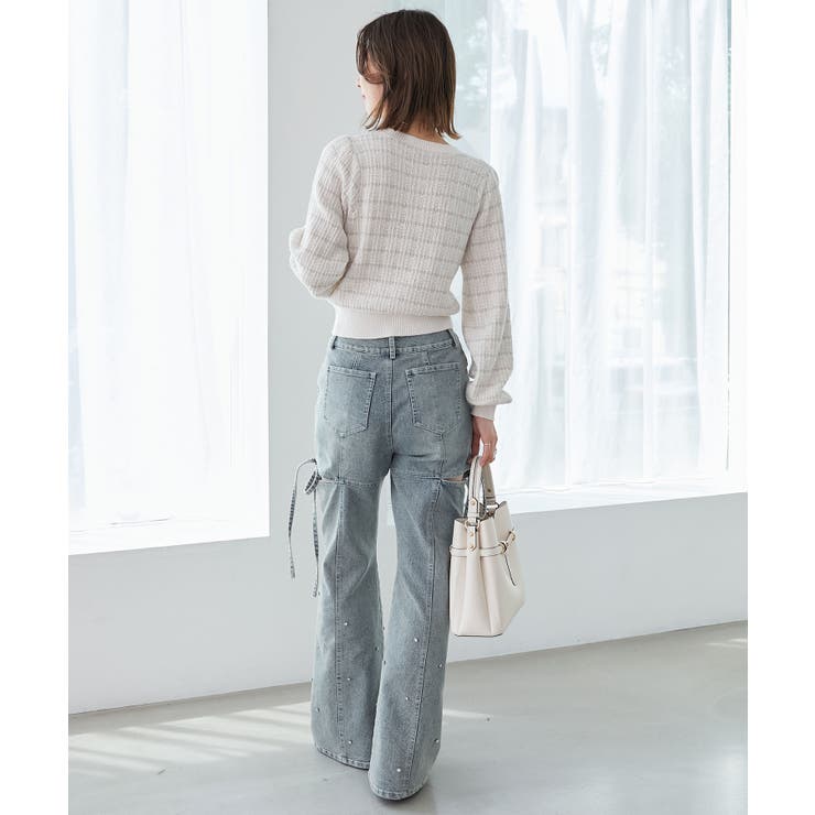 スリットビジューフレアデニムパンツ | MAJESTIC LEGON  | 詳細画像12 