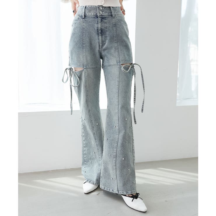 スリットビジューフレアデニムパンツ | MAJESTIC LEGON  | 詳細画像13 