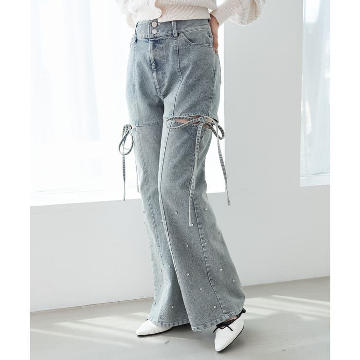 スリットビジューフレアデニムパンツ | MAJESTIC LEGON  | 詳細画像14 