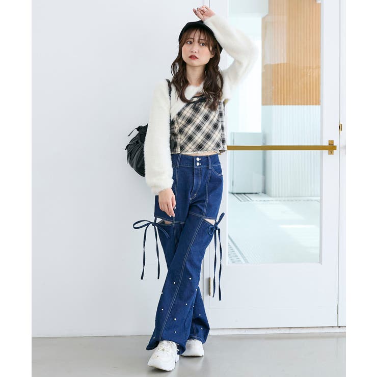 スリットビジューフレアデニムパンツ | MAJESTIC LEGON  | 詳細画像17 