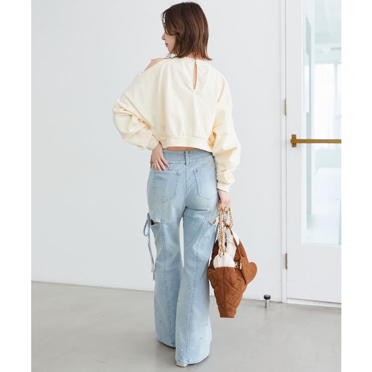 スリットビジューフレアデニムパンツ | MAJESTIC LEGON  | 詳細画像4 