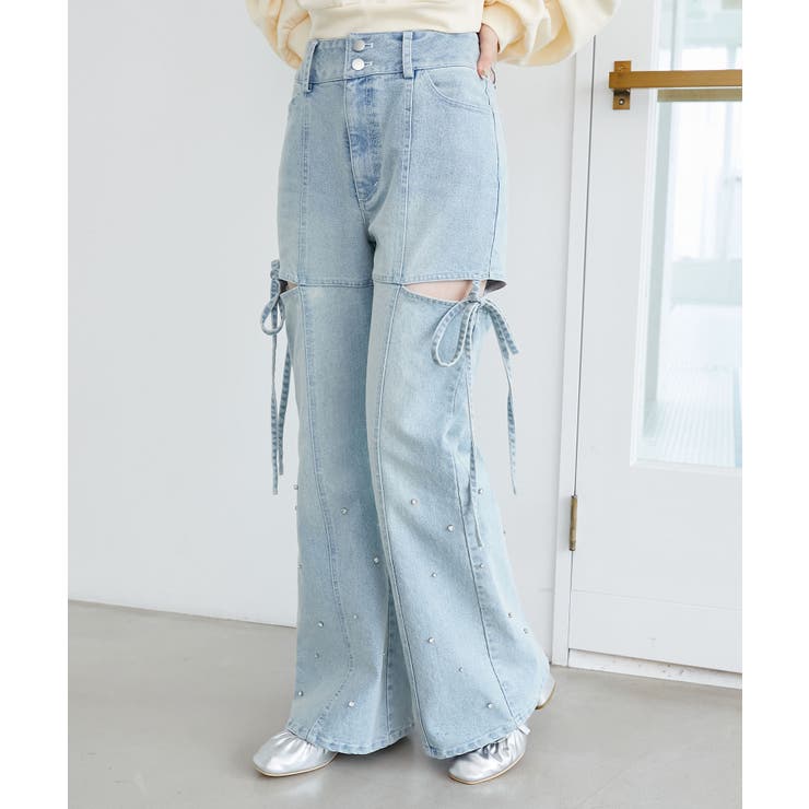 スリットビジューフレアデニムパンツ | MAJESTIC LEGON  | 詳細画像7 