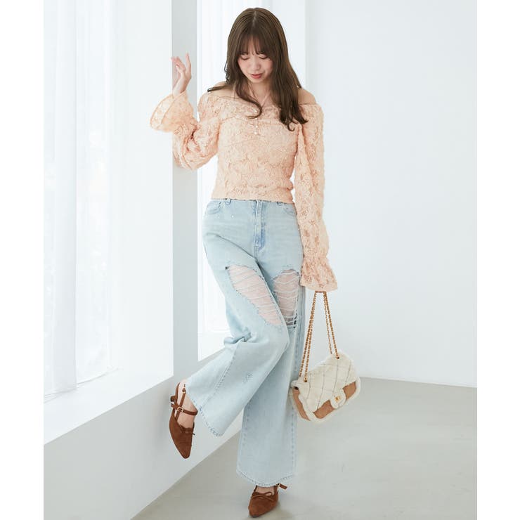 キラキラレースダメージデニム | MAJESTIC LEGON  | 詳細画像2 