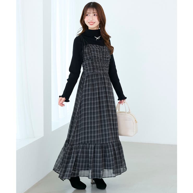 ブラック柄 | バイカラーリボンキャミワンピース | MAJESTIC LEGON 