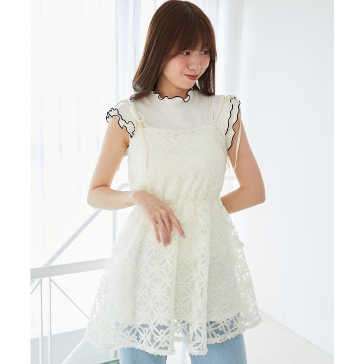 アイボリー | フラワーチュールミニキャミワンピ | MAJESTIC LEGON 