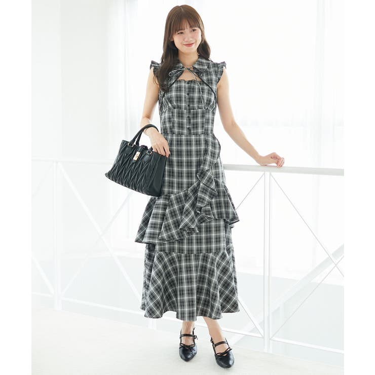 デコルテオープンノースリロングワンピ[品番：CTYW0004969]｜MAJESTIC