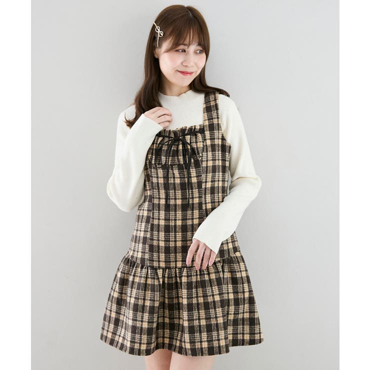 フロントリボンチェックミニジャンスカ | MAJESTIC LEGON  | 詳細画像1 