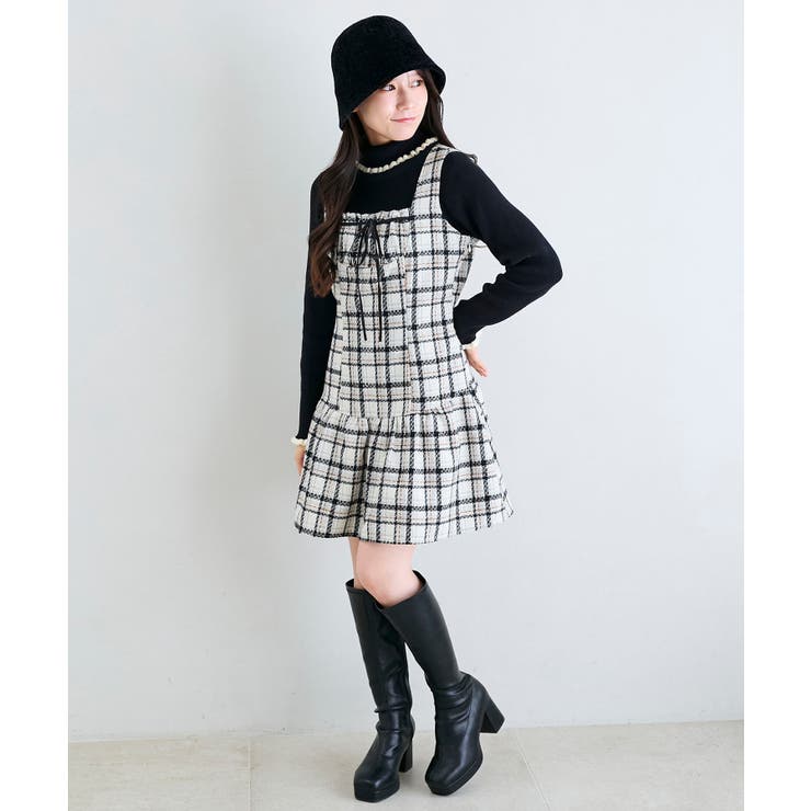 フロントリボンチェックミニジャンスカ | MAJESTIC LEGON  | 詳細画像3 