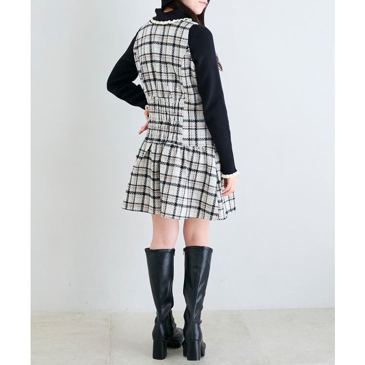 フロントリボンチェックミニジャンスカ | MAJESTIC LEGON  | 詳細画像4 