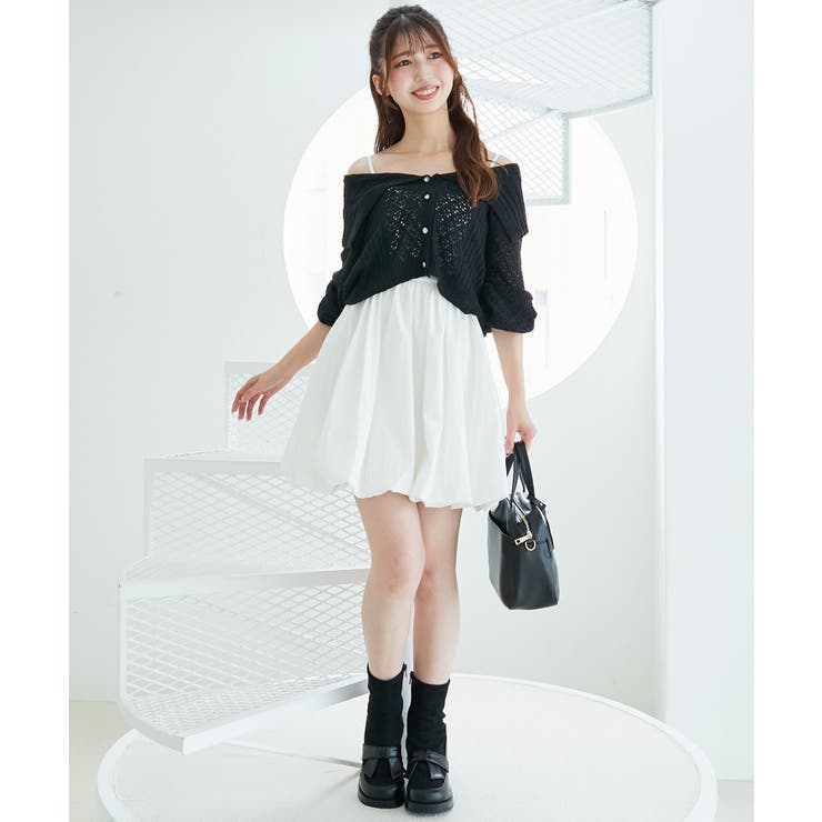 ブラック | カーデ×バルーンキャミワンピセット | MAJESTIC LEGON 