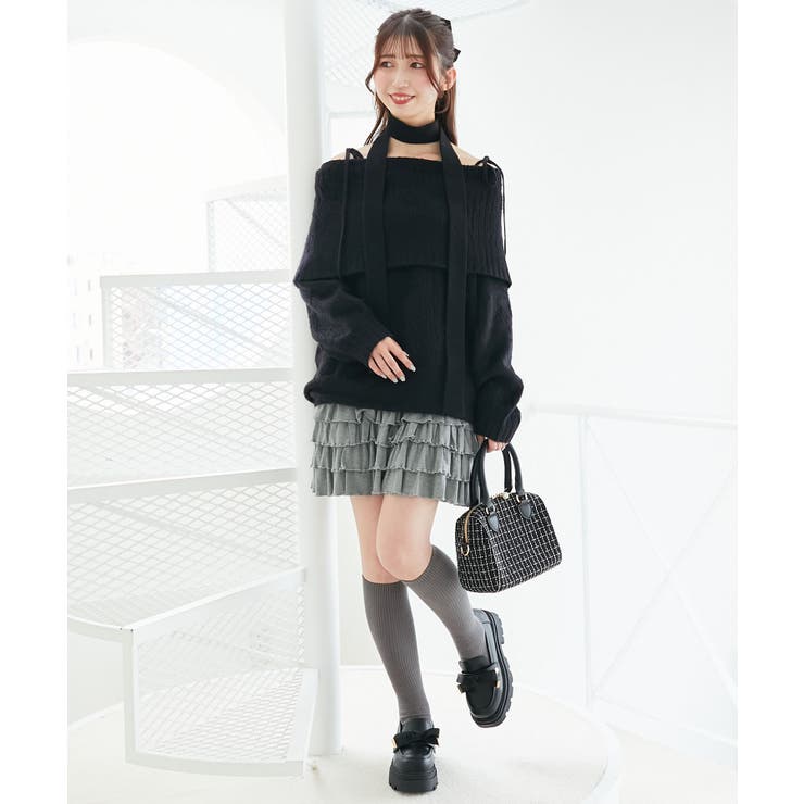 チョーカー付きオフショルミニワンピ | MAJESTIC LEGON  | 詳細画像17 