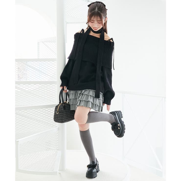 チョーカー付きオフショルミニワンピ | MAJESTIC LEGON  | 詳細画像18 