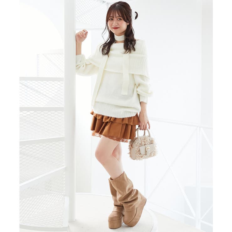 チョーカー付きオフショルミニワンピ | MAJESTIC LEGON  | 詳細画像3 