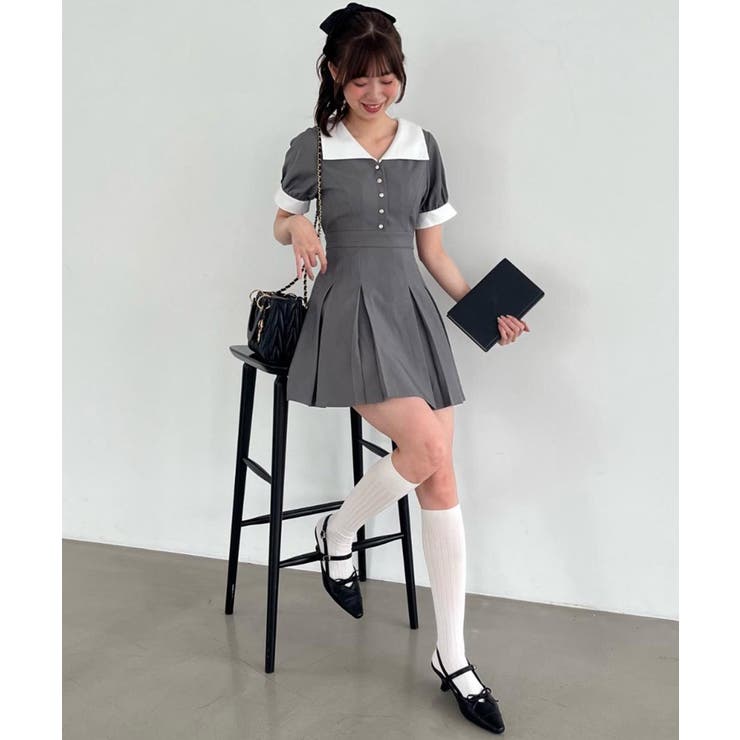 衿配色ミニワンピース | MAJESTIC LEGON  | 詳細画像22 