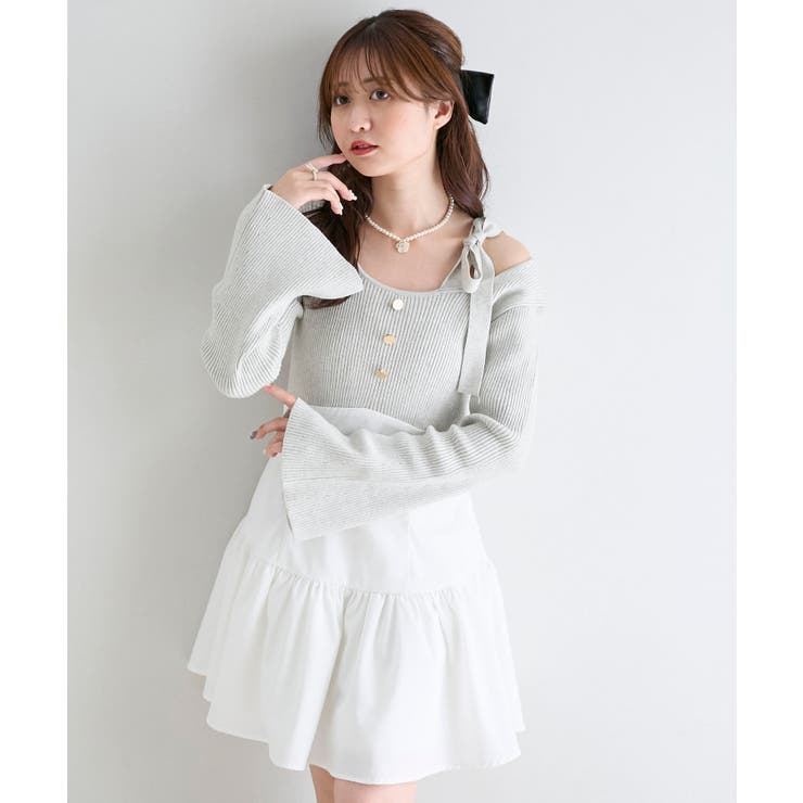 グレー | ショルダーリボンコルセットミニワンピ | MAJESTIC LEGON 