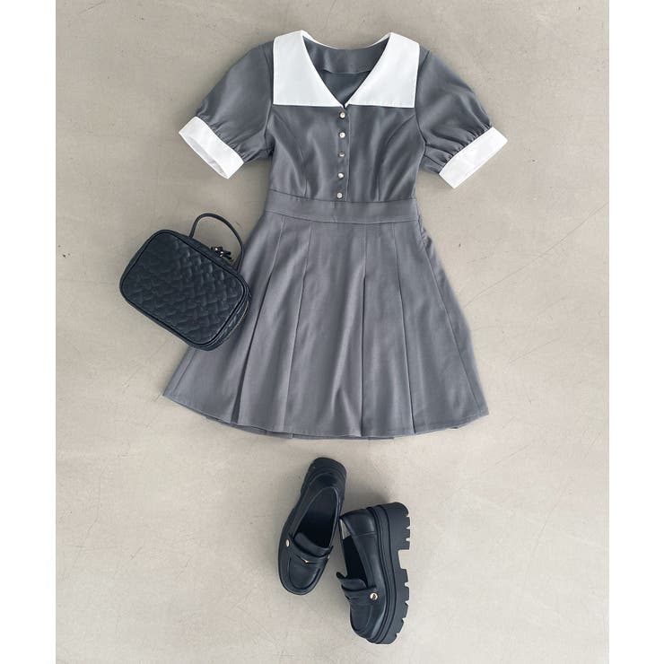 衿配色ミニワンピース | MAJESTIC LEGON  | 詳細画像21 