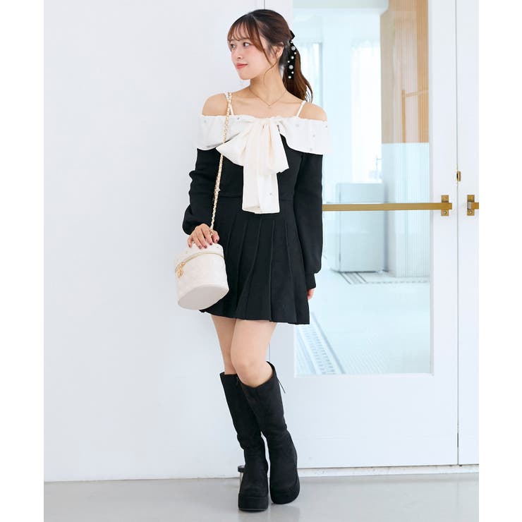 フロントビッグリボンニットミニワンピ | MAJESTIC LEGON  | 詳細画像4 