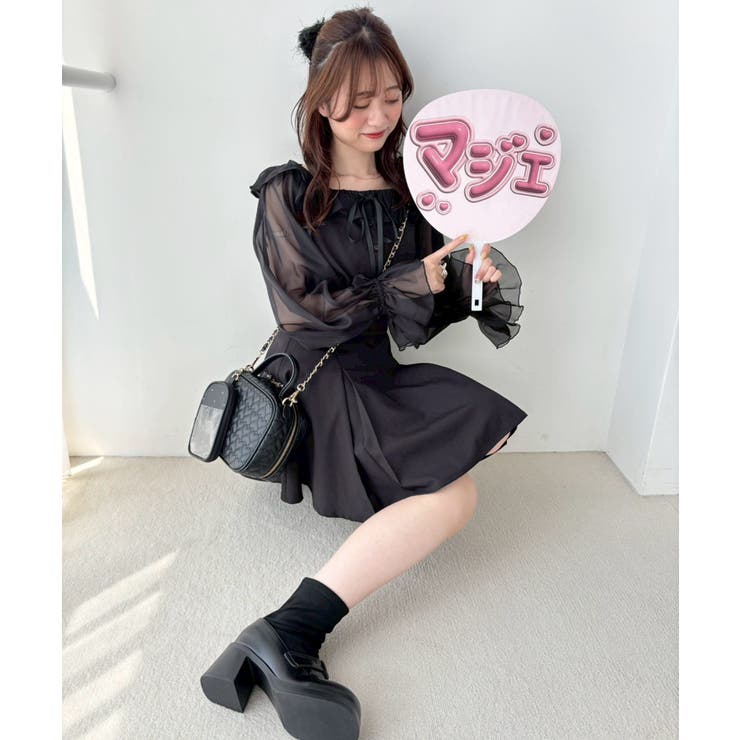 袖異素材ミニワンピース | MAJESTIC LEGON  | 詳細画像1 