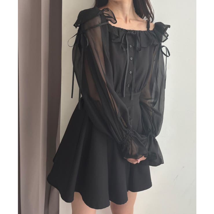 袖異素材ミニワンピース | MAJESTIC LEGON  | 詳細画像4 