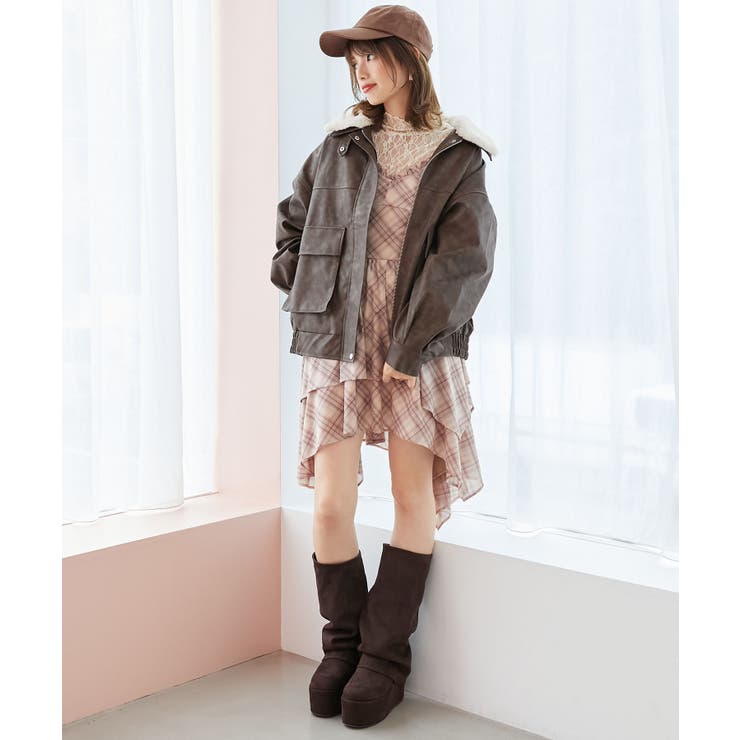 ブラウン | ヴィンテージライク合皮ブルゾン | MAJESTIC LEGON 