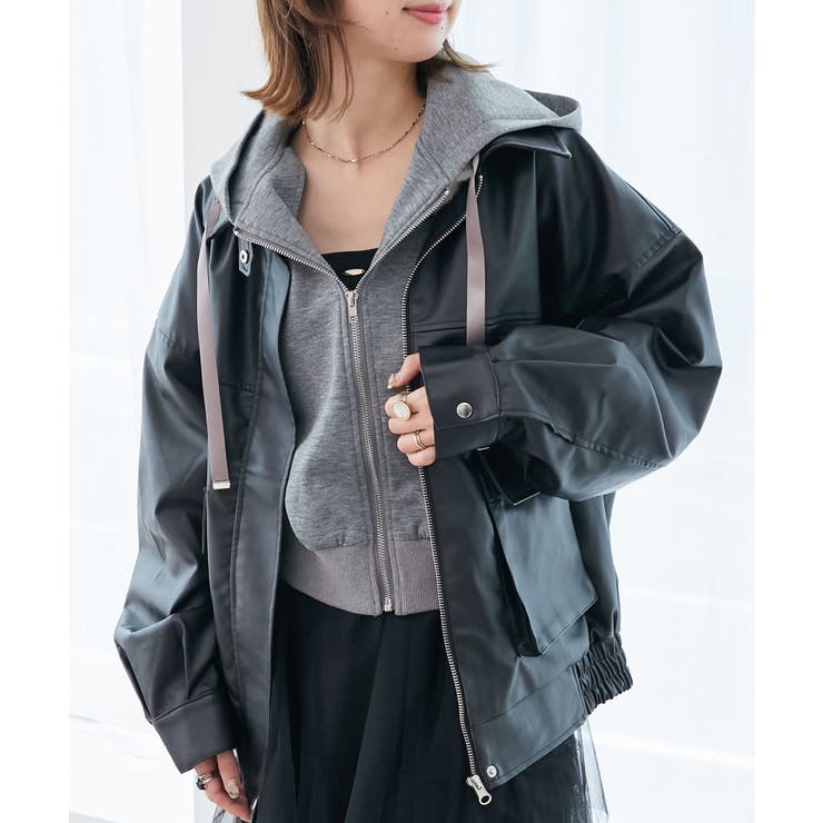 ブラック | ヴィンテージライク合皮ブルゾン | MAJESTIC LEGON 