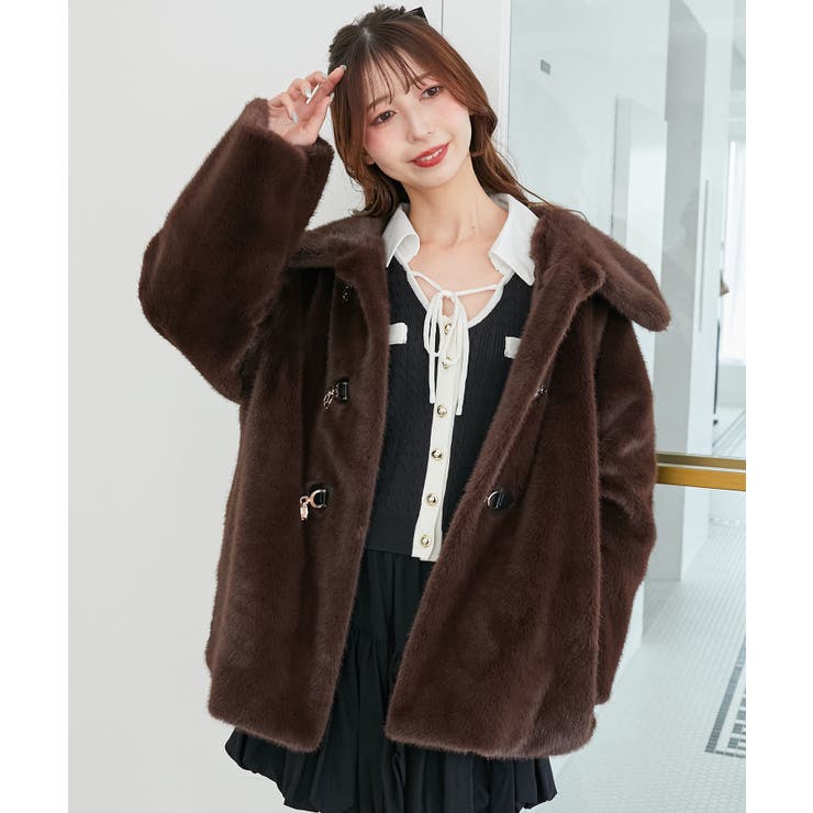 bayami様新品タグ付き✨完売品✨レリューム ファーブルゾン ブラウン ビットデザインファーブルゾン[品番：CTYW0004724]｜MAJESTIC LEGON