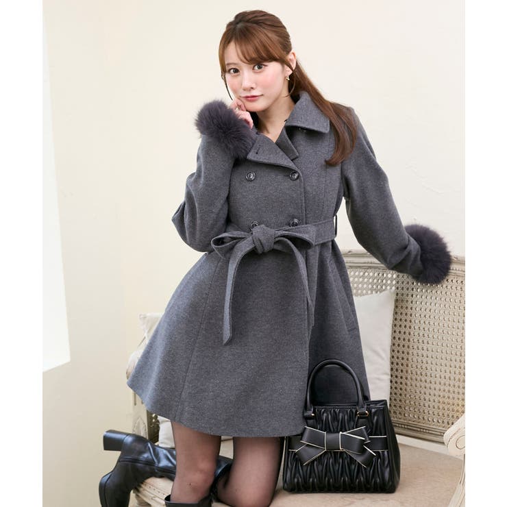 Ｃ／グレー | マルチwayフェイクファーカラーフレアコート | MAJESTIC LEGON 