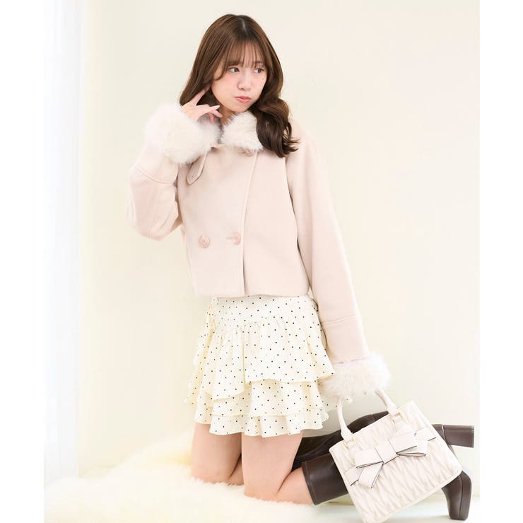 ピンクベージュ | ∞マルチwayフェイクファー付ショートコート | MAJESTIC LEGON 