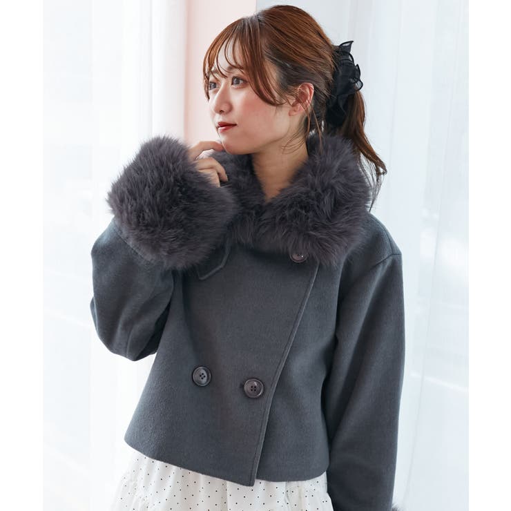 Ｃ／グレー | ∞マルチwayフェイクファー付ショートコート | MAJESTIC LEGON 