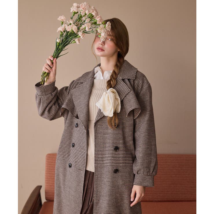 ブラウン柄 | レディロングチェスターコート | MAJESTIC LEGON 